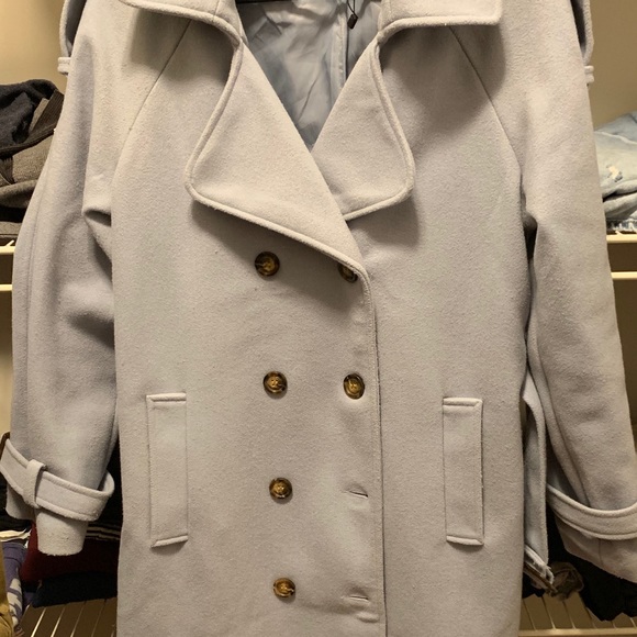 Bohoo dusky blue wool belted coat - Picture 1 of 3